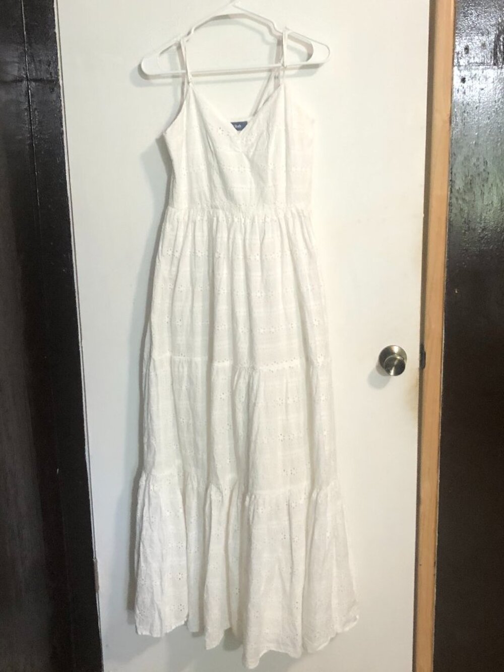 Modcloth White Eyelet Spaghetti Strap Sundress, Size Small